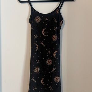 Black Sun and Moon Print Dress